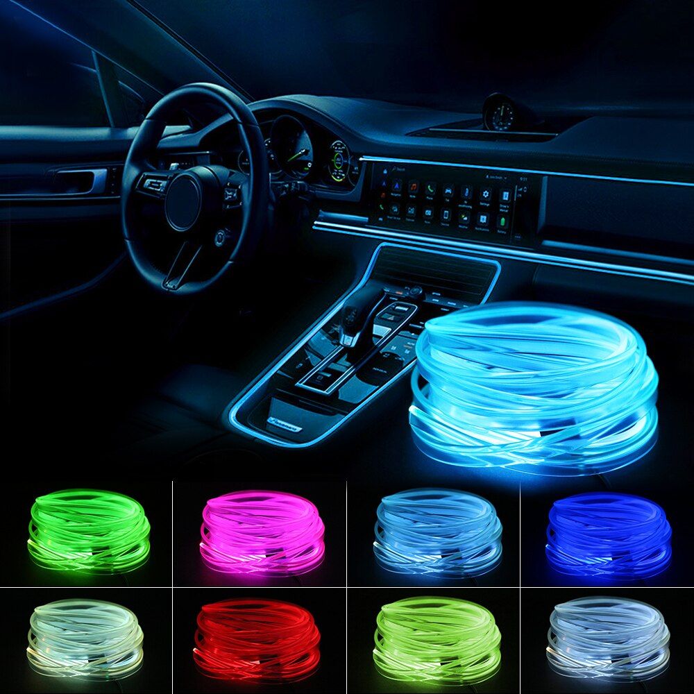Neon Car Led Strip Light RGB USB Ambient Led Lighting Kit With Fiber Optic For Car Interior Accessories Center Console Dashboard