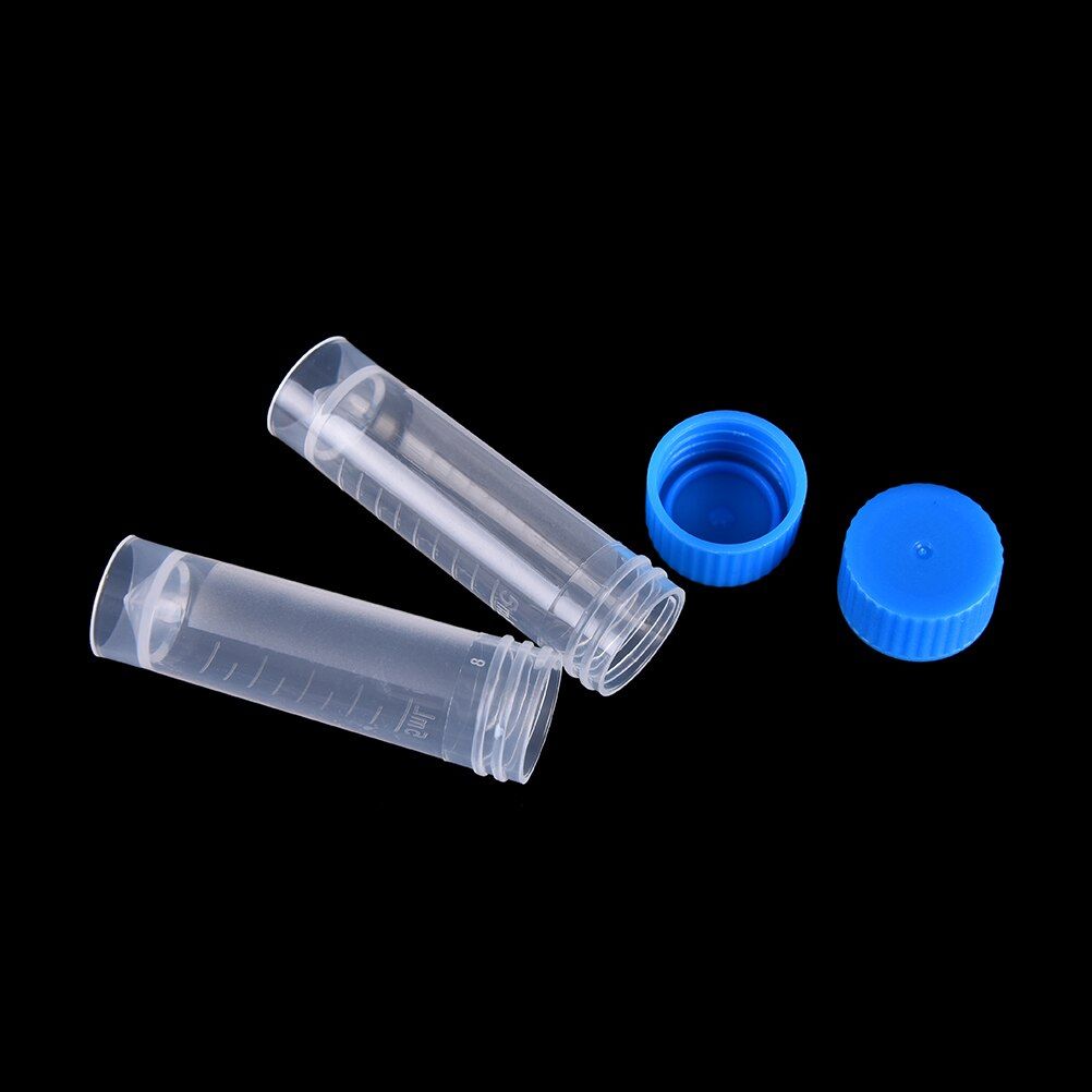 50pcs 5ml Chemistry Plastic Test Tubes Vials Seal Caps Pack Container