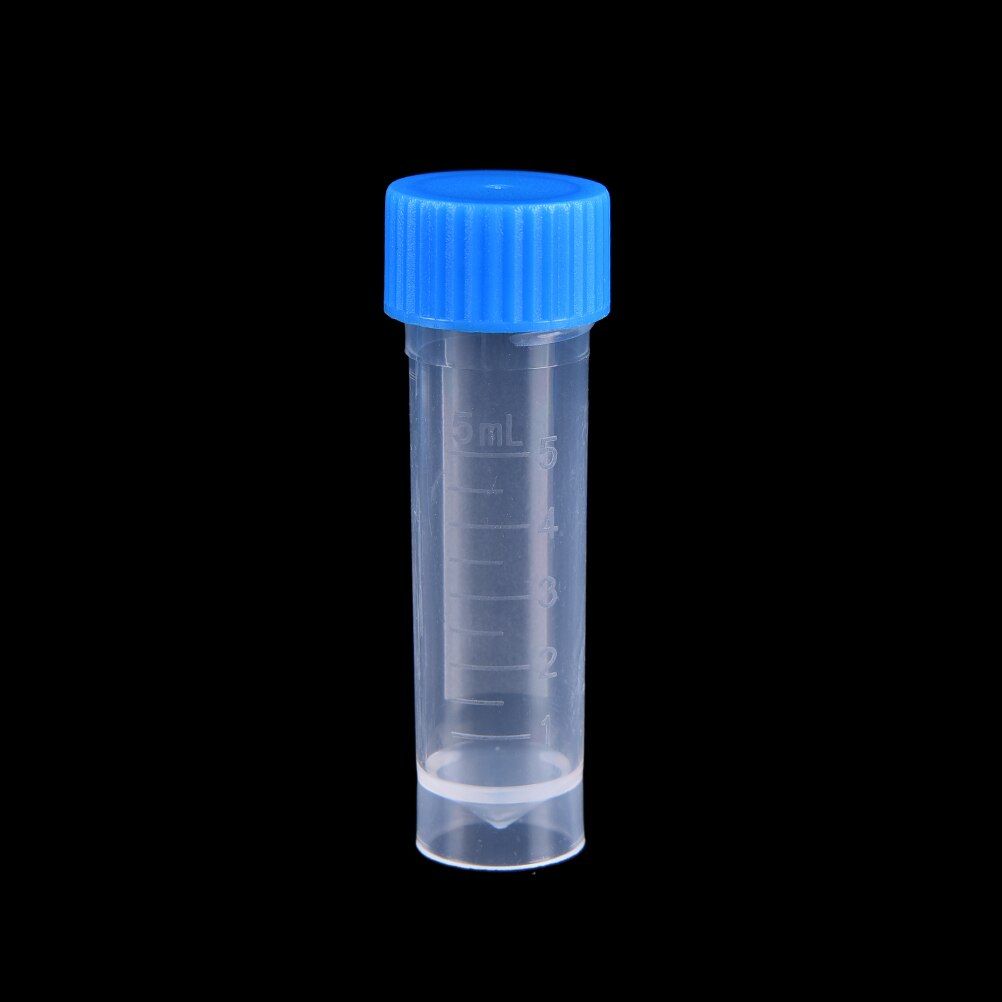 50pcs 5ml Chemistry Plastic Test Tubes Vials Seal Caps Pack Container
