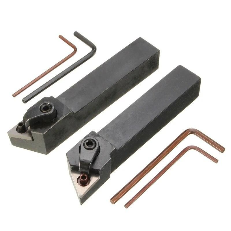 2Pcs Mtjnl1616H16 Mtjnr1616H16 Lathe Turning Tool Holder 16X100Mm For Tnmg Insert Kit 4 Wrench+2 Boring Bar Set