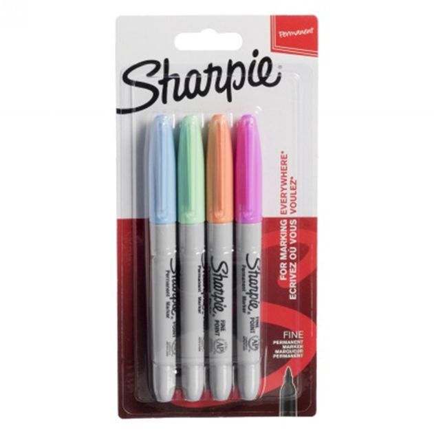 Permanent Markers, Fine Tip, Assorted Fun Colours, (Pack Of 4)
