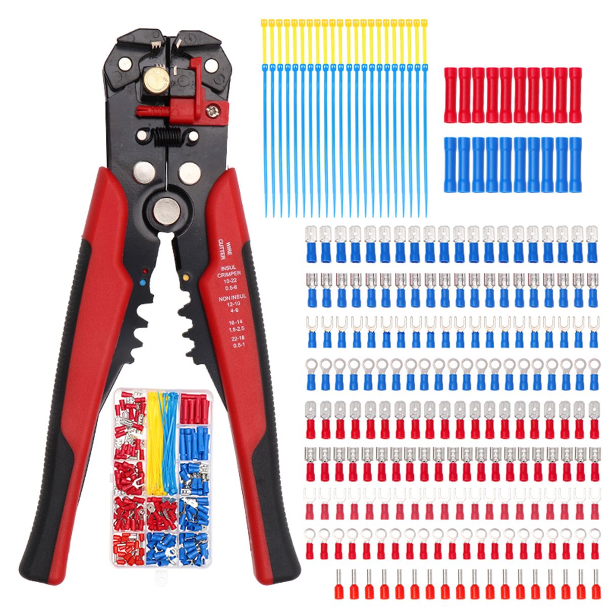 260PCS Crimp Cable Terminals Set Kit Heat Shrink Insulated