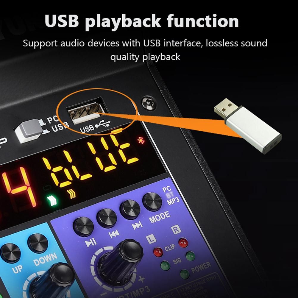 A6 6CH Protable Mini Mixer Audio Console with Sound Card USB Recording Singing Webcast Party Mixer