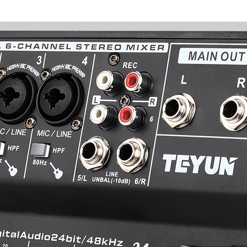 A6 6CH Protable Mini Mixer Audio Console with Sound Card USB Recording Singing Webcast Party Mixer