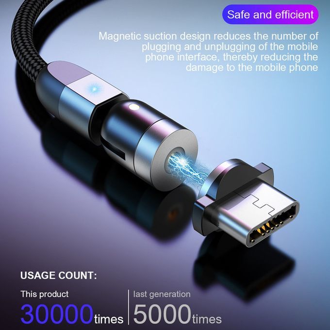 Double 360-degree Magneti   Able Magneti  Su Tion USB  Harging  Able 3-head Flash  Harging Data  Able For Android Type- -purple-1M Cable + Three Heads