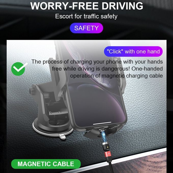 Double 360-degree Magneti   Able Magneti  Su Tion USB  Harging  Able 3-head Flash  Harging Data  Able For Android Type- -purple-1M Cable + Three Heads