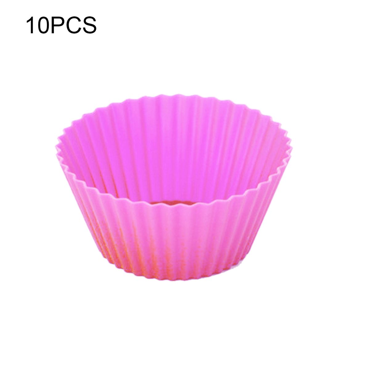 10Pcs Silicone Round Muffin Cup Cake Baking Mold-Rose Red