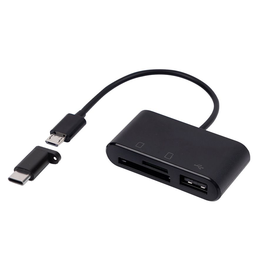 3 In 1 TF/SD Card Reader Adapter, Micro USB + Type C For Phone/Computer