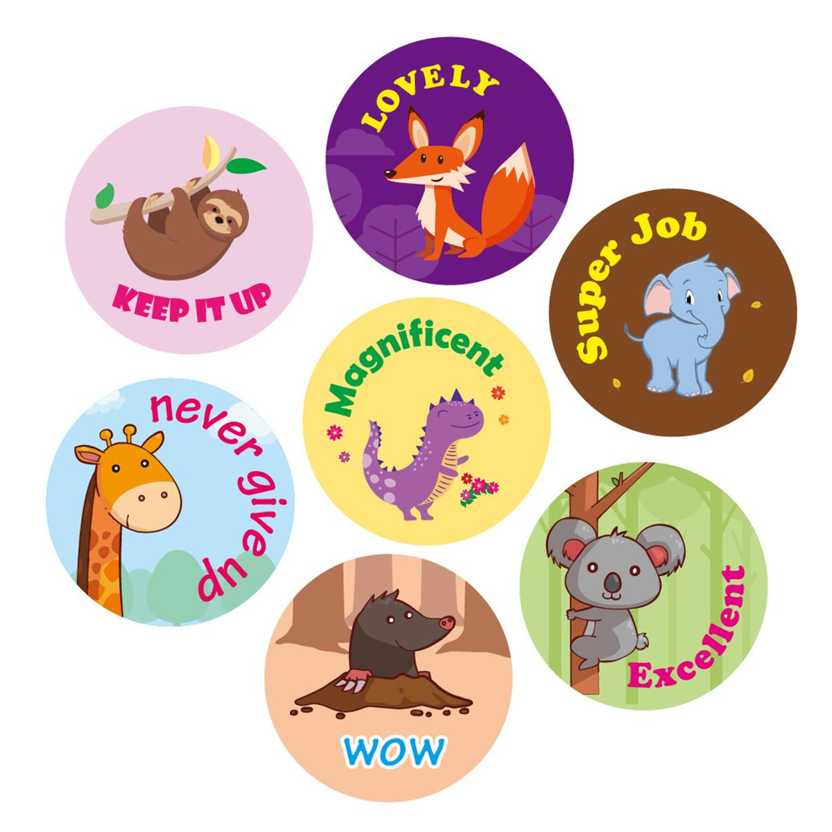 Cute Animal Reward Sticker Incentive Sticker Positive Words