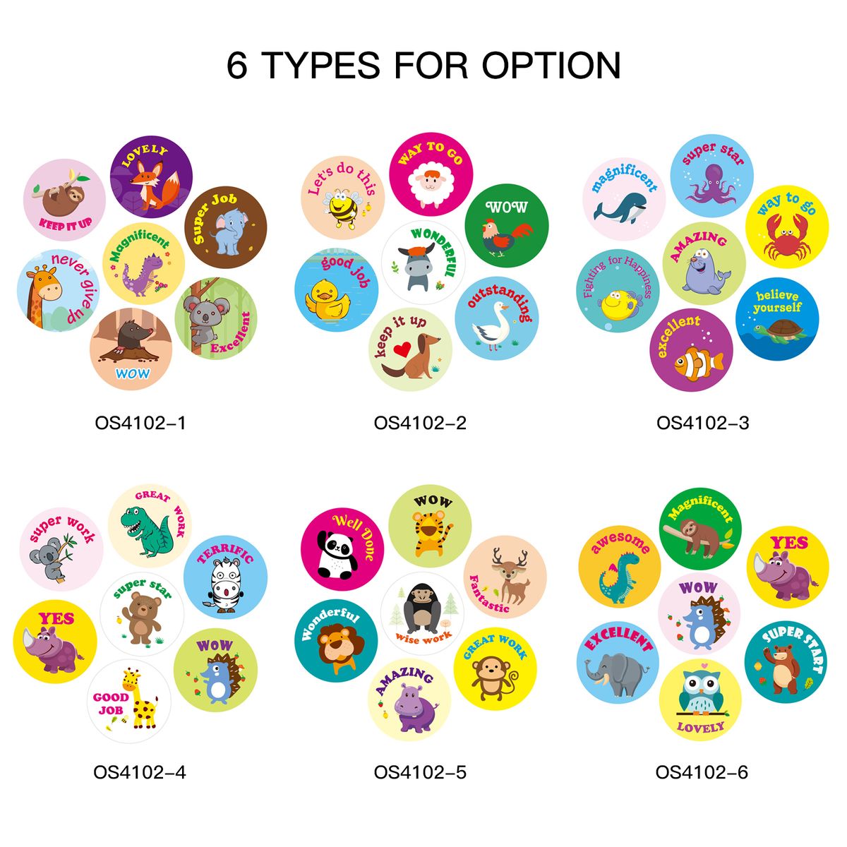 Cute Animal Reward Sticker Incentive Sticker Positive Words
