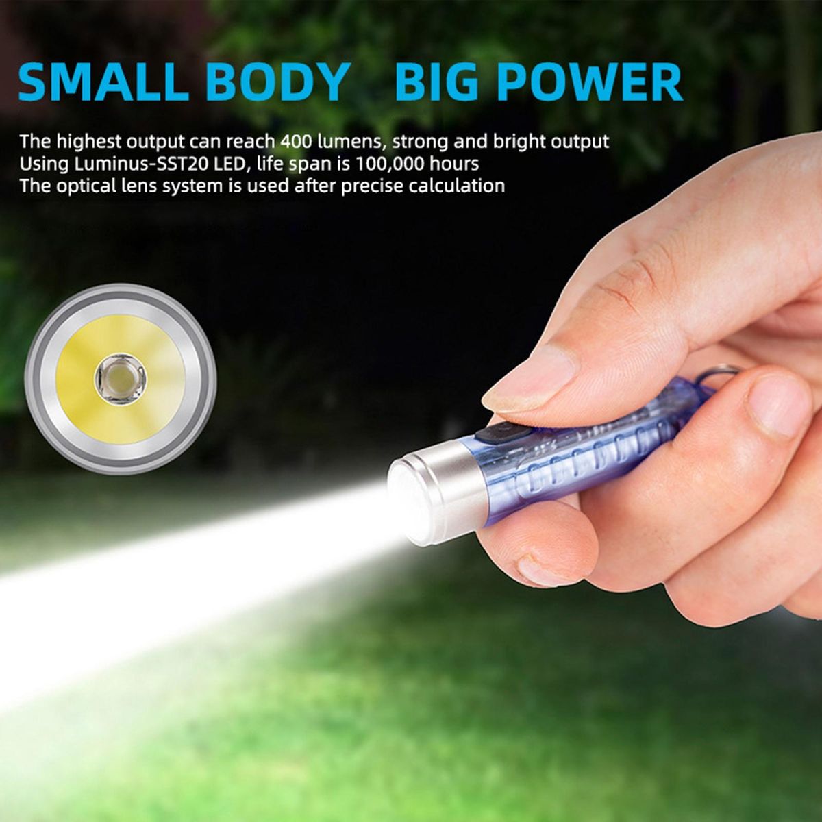 LED Flashlight USB Charging LED Torchlight Lamp Blue