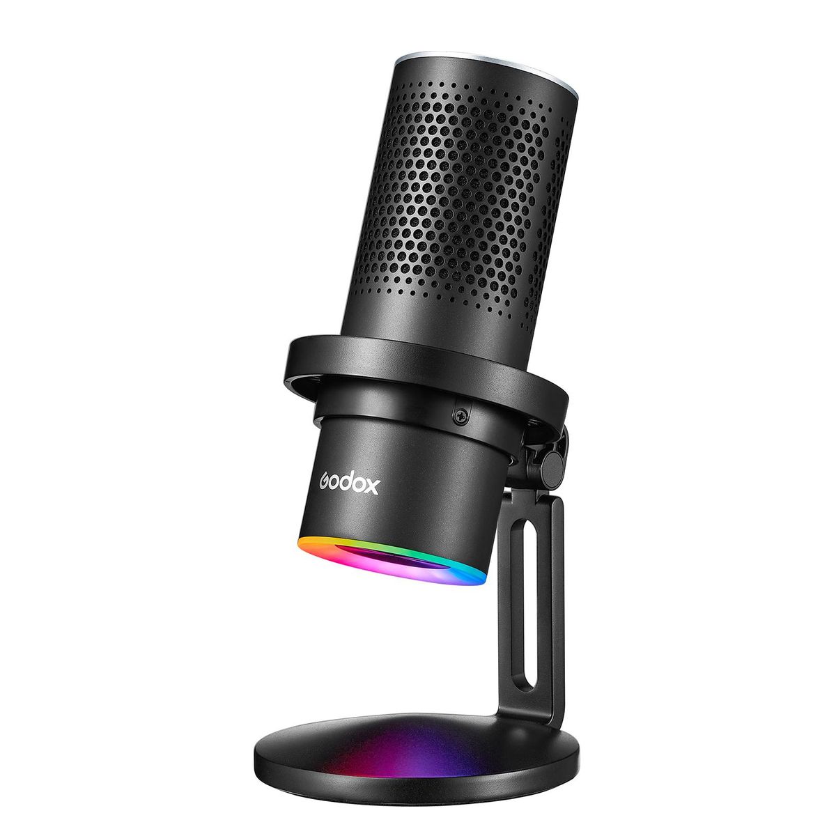 Godox EM68X Desktop Condenser Microphone USB Mic with RGB Atmosphere Light 4 Pickup Patterns APP Smart Control Mute Real-time Monitoring USB Plug-and-Play with Shock Mount for Online Game Live Streaming
