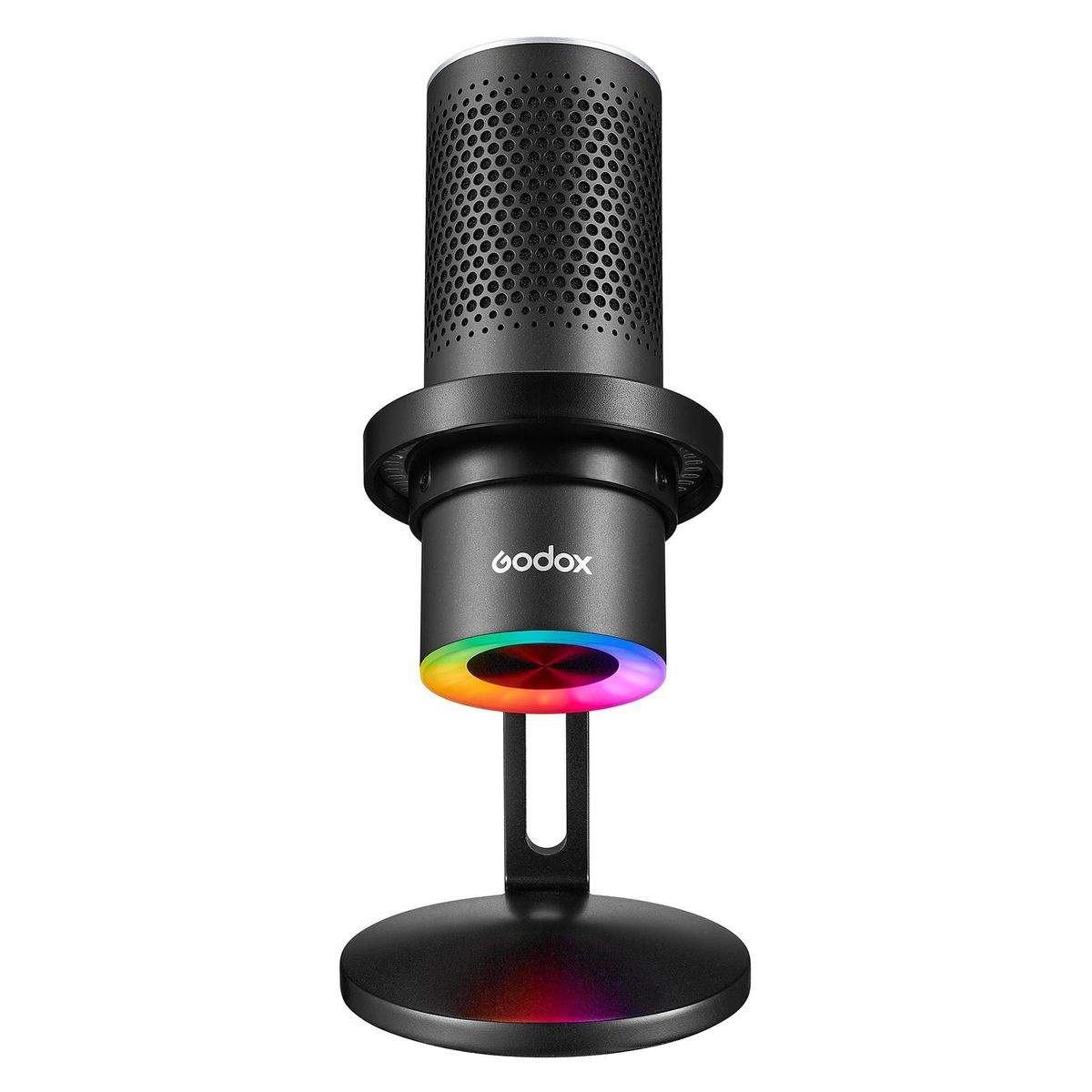 Godox EM68X Desktop Condenser Microphone USB Mic with RGB Atmosphere Light 4 Pickup Patterns APP Smart Control Mute Real-time Monitoring USB Plug-and-Play with Shock Mount for Online Game Live Streaming