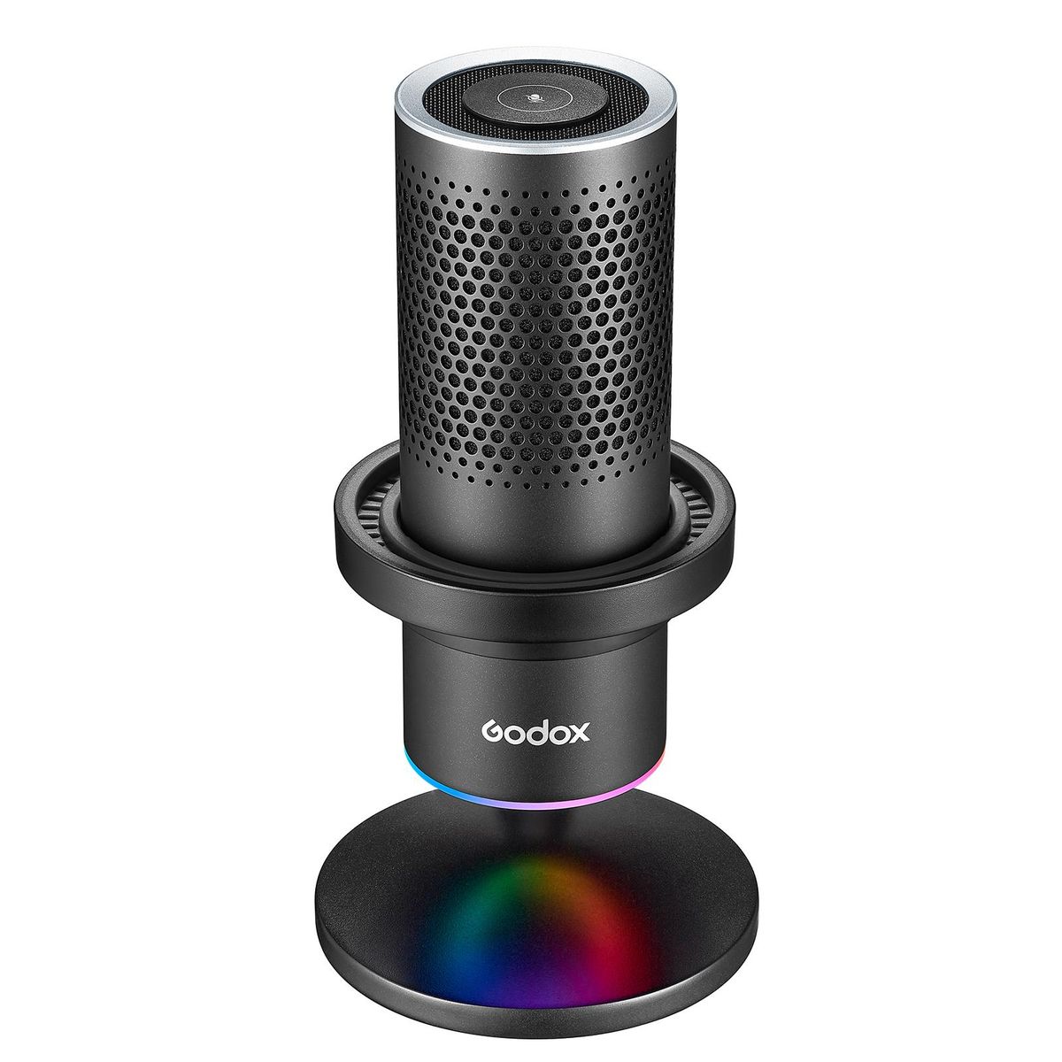 Godox EM68X Desktop Condenser Microphone USB Mic with RGB Atmosphere Light 4 Pickup Patterns APP Smart Control Mute Real-time Monitoring USB Plug-and-Play with Shock Mount for Online Game Live Streaming