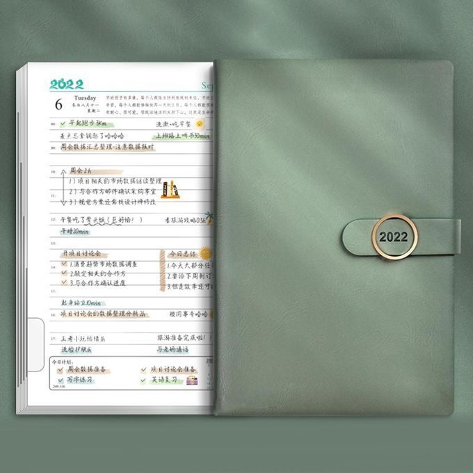 Journal Notepad Notebook Loose Leaf PU Leather Cover For Student Green