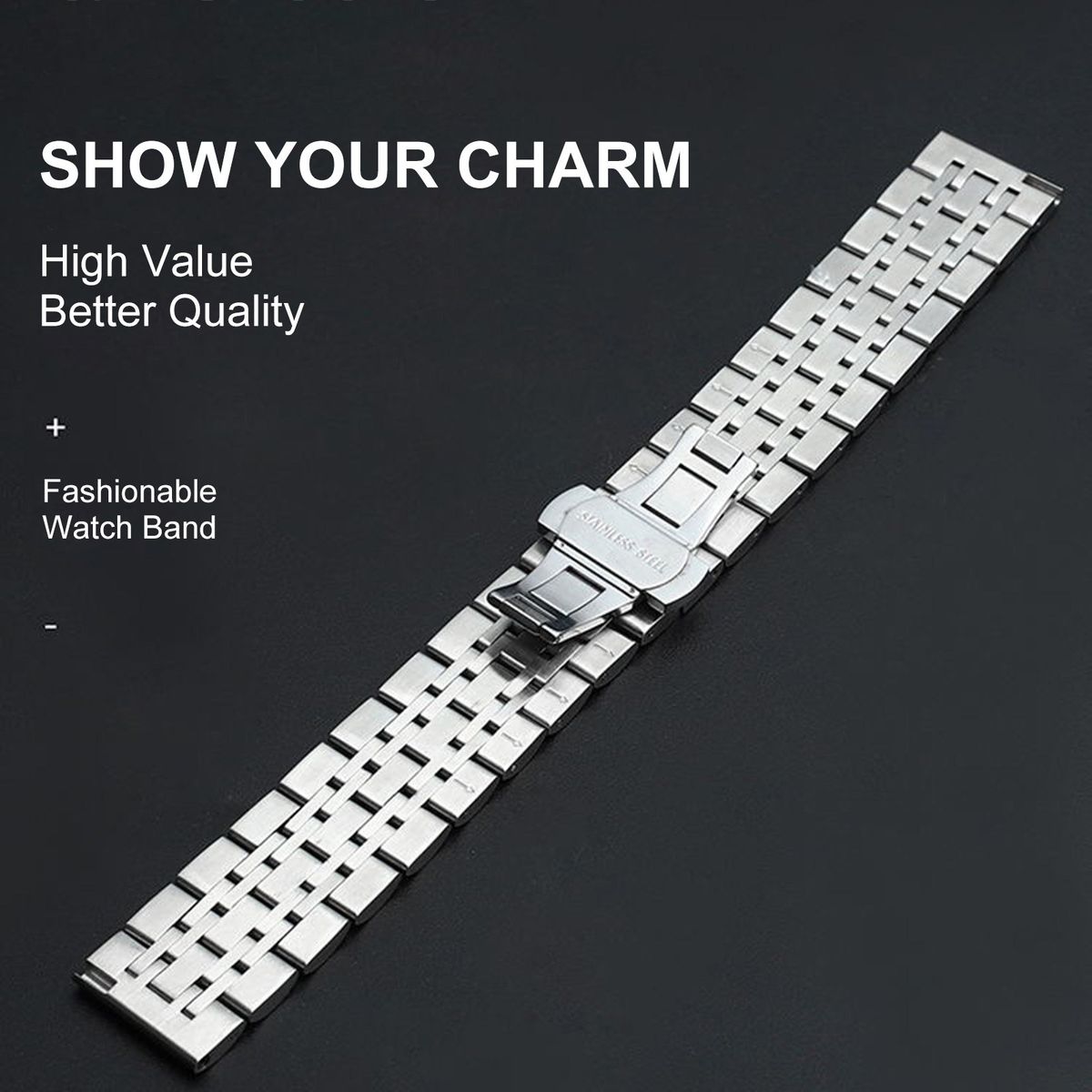 20mm Stainless Steel Watch Bands With Straight End Quick