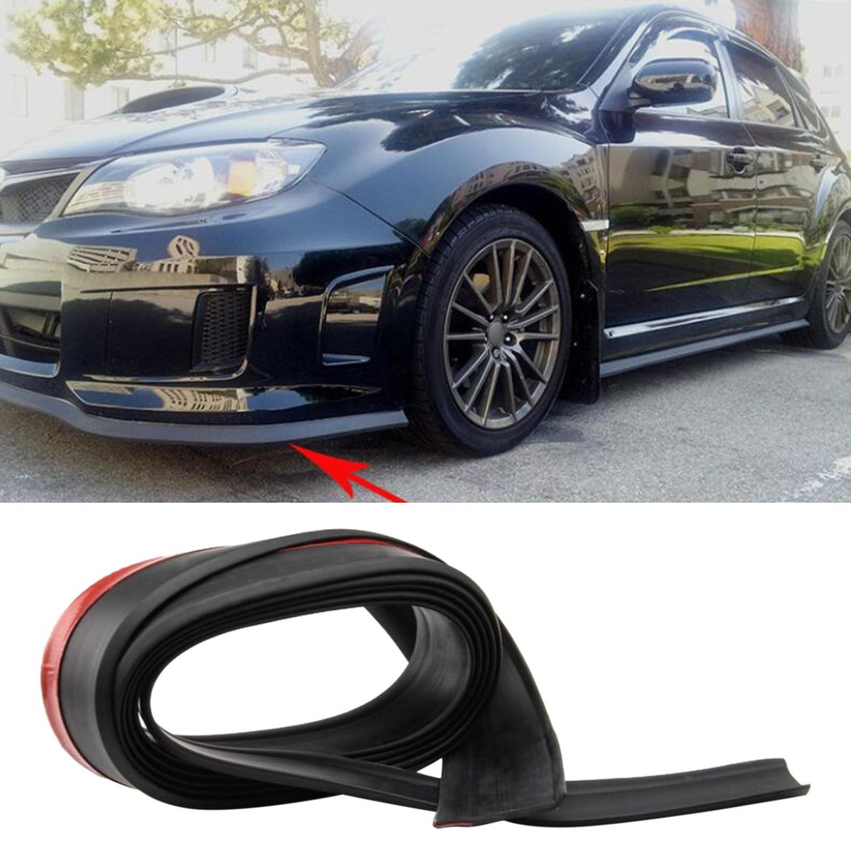 Front Bumper Spoiler Skirt Protector Lip 98''/2.5M Black