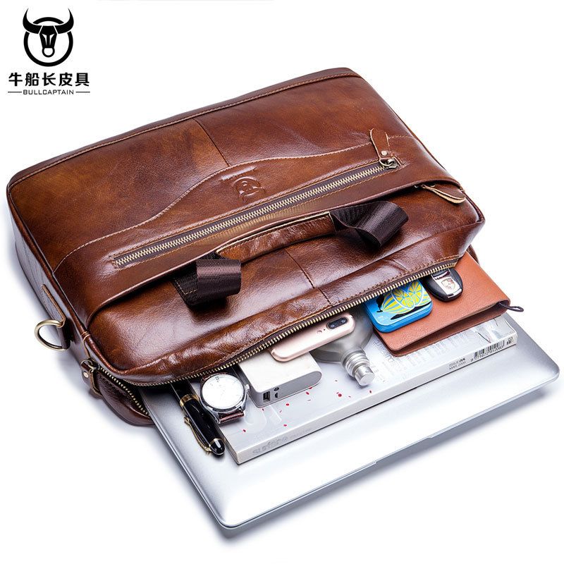 Men's Bag Men's Briefcase Mens Cowhide Leather Genuine Leather Handbags Crossbody Bags Luxury Business Messenger Bags Laptop Bag