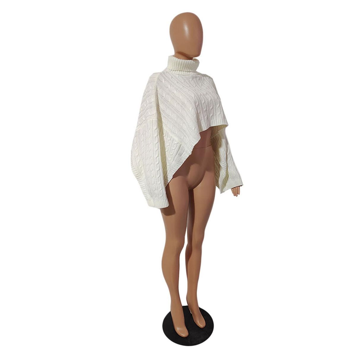 Women Sweater Shawl Loose Turtleneck Cropped Tops Female