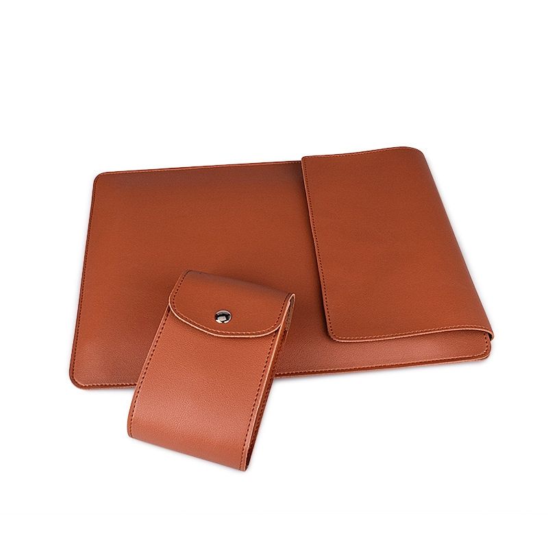 PU05 Sleeve Leather Case Carrying Bag With Small Storage Bag For 15.4 Inch Laptop(Yellow)