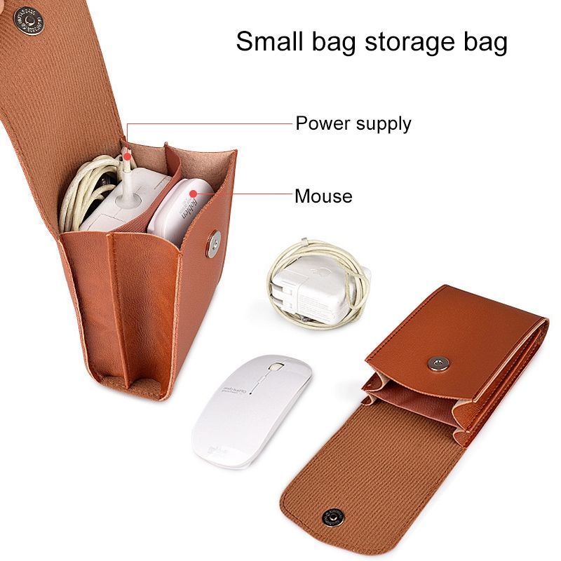 PU05 Sleeve Leather Case Carrying Bag With Small Storage Bag For 15.4 Inch Laptop(Yellow)