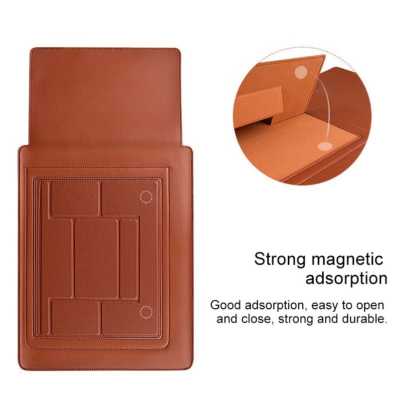 PU05 Sleeve Leather Case Carrying Bag With Small Storage Bag For 15.4 Inch Laptop(Yellow)