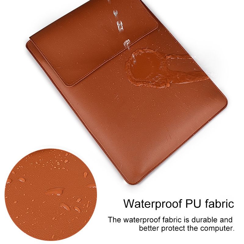PU05 Sleeve Leather Case Carrying Bag With Small Storage Bag For 15.4 Inch Laptop(Yellow)