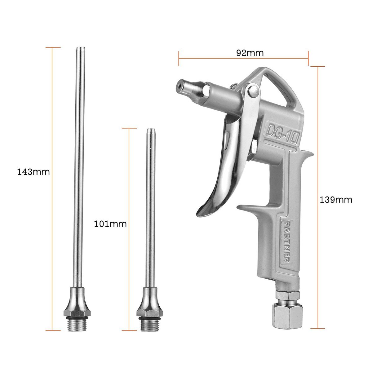 Mini Air Blow Gun Pneumatic Dust Blower Gun Air Spray Gun Dust Cleaning Air Blower with 2 Replacement Nozzle for Automobile Engine Cleaning