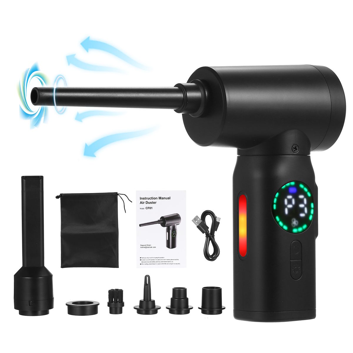 Compressed-Air-Duster--Cleaner With Digital Screen Brush