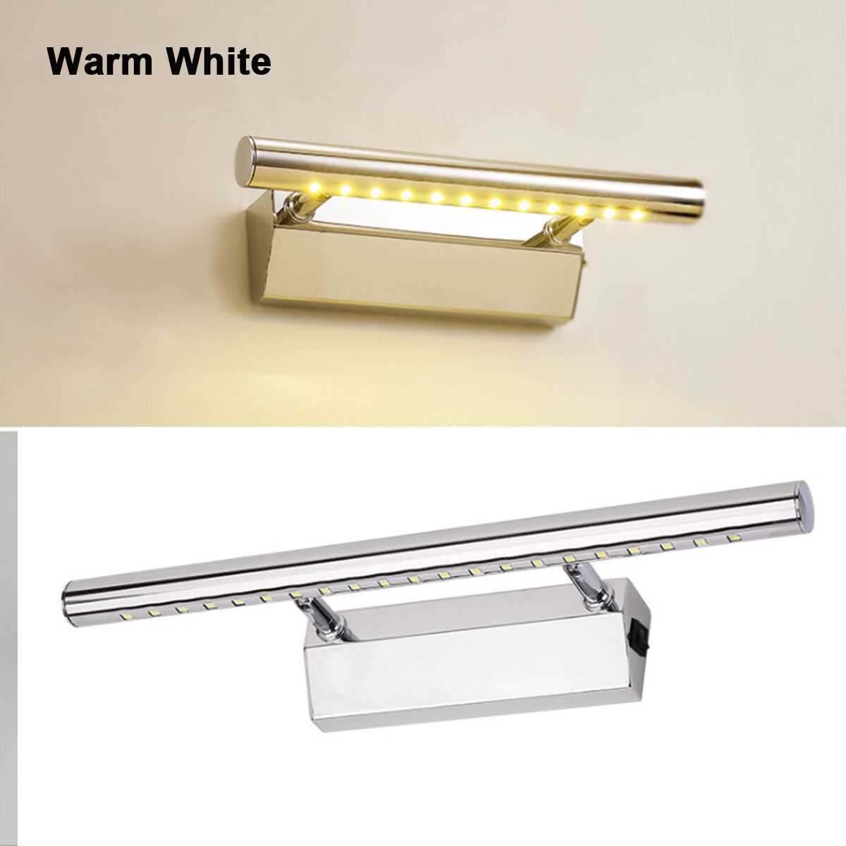 Silver Modern LED Light Mirror Wall Light Picture Display Lights Makeup Lighting Bathroom Front Lamp Warm Light