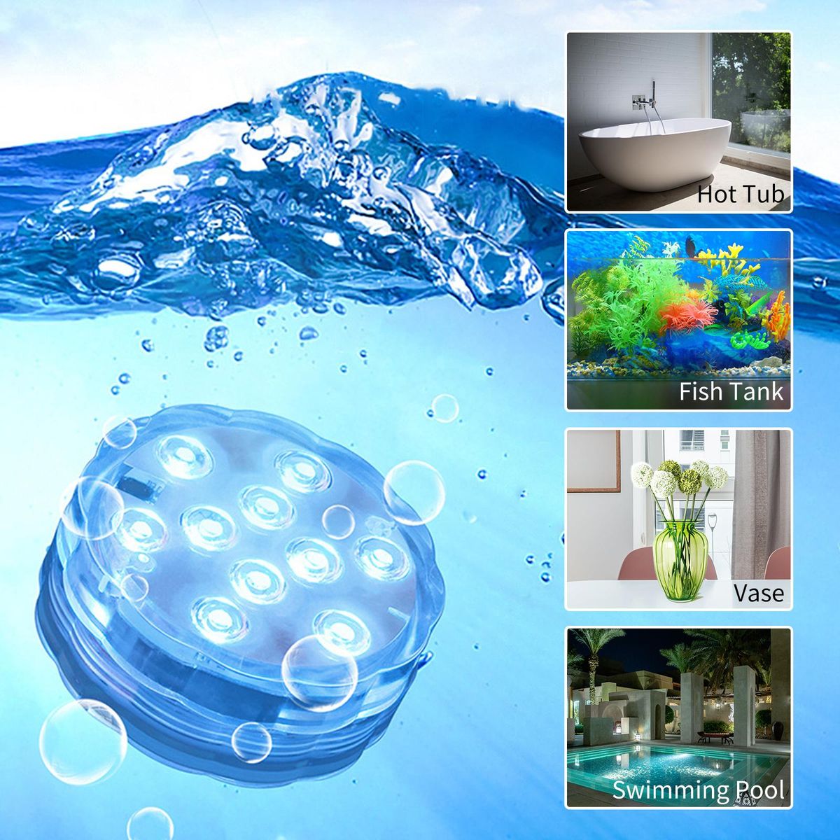 4PCS Submersible LED Lights with Remotes RGB 16 Colors Waterproof Pond Lights Underwater Lights for Swimming Pool Hot Tub Party Vase Fish Tank