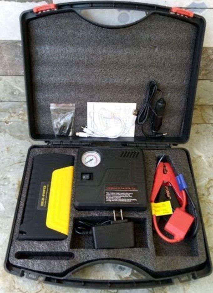 Multi-Purpose Car Emergency Jump-Starter With Tyre Pump & Laptop/Phone Charger Accessories