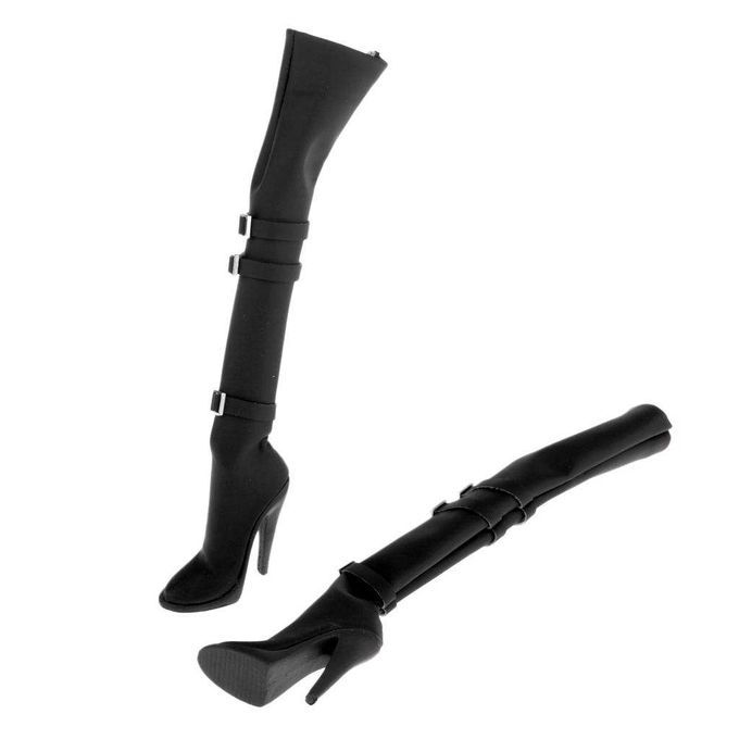 1/6 Long Boots For 12'' Action Figures PH CY Girls Body Black