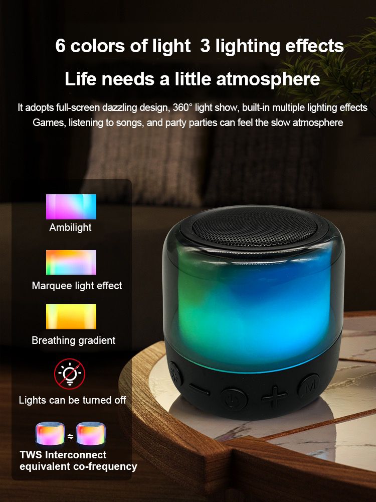 Portable Bluetooth Speaker  With 11RGB LED Light