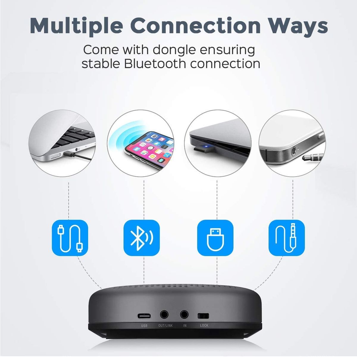 Luna Conference Speaker, W/Enhanced Noise Reduction Algorithm, Daisy Chain, W/USB Dongle