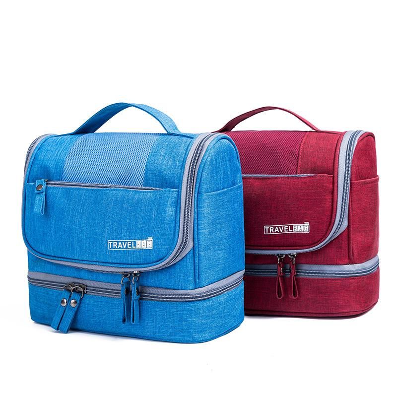 Travel Toiletries Storage Bag Portable Hook Large Capacity Waterproof Mildewproof Dry Wet Separation Cosmetic Bag Wholesale Red wine