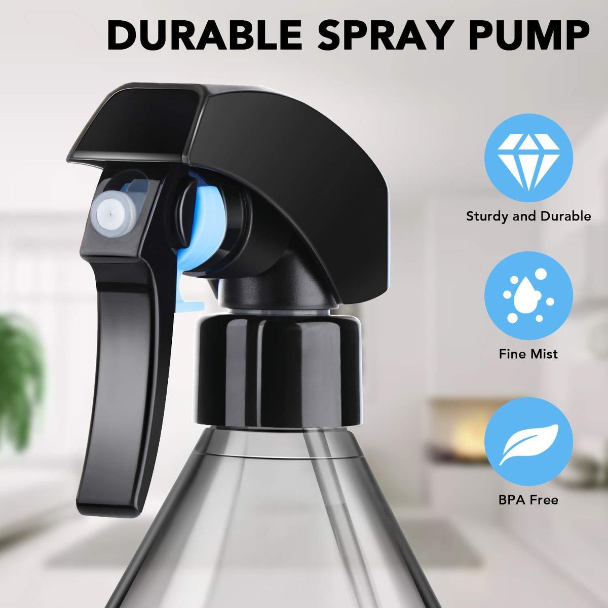 Plastic Spray Bottles for Cleaning Solutions10OZ Reusable Empty Container with Durable Black Trigger Sprayer 3Pack
