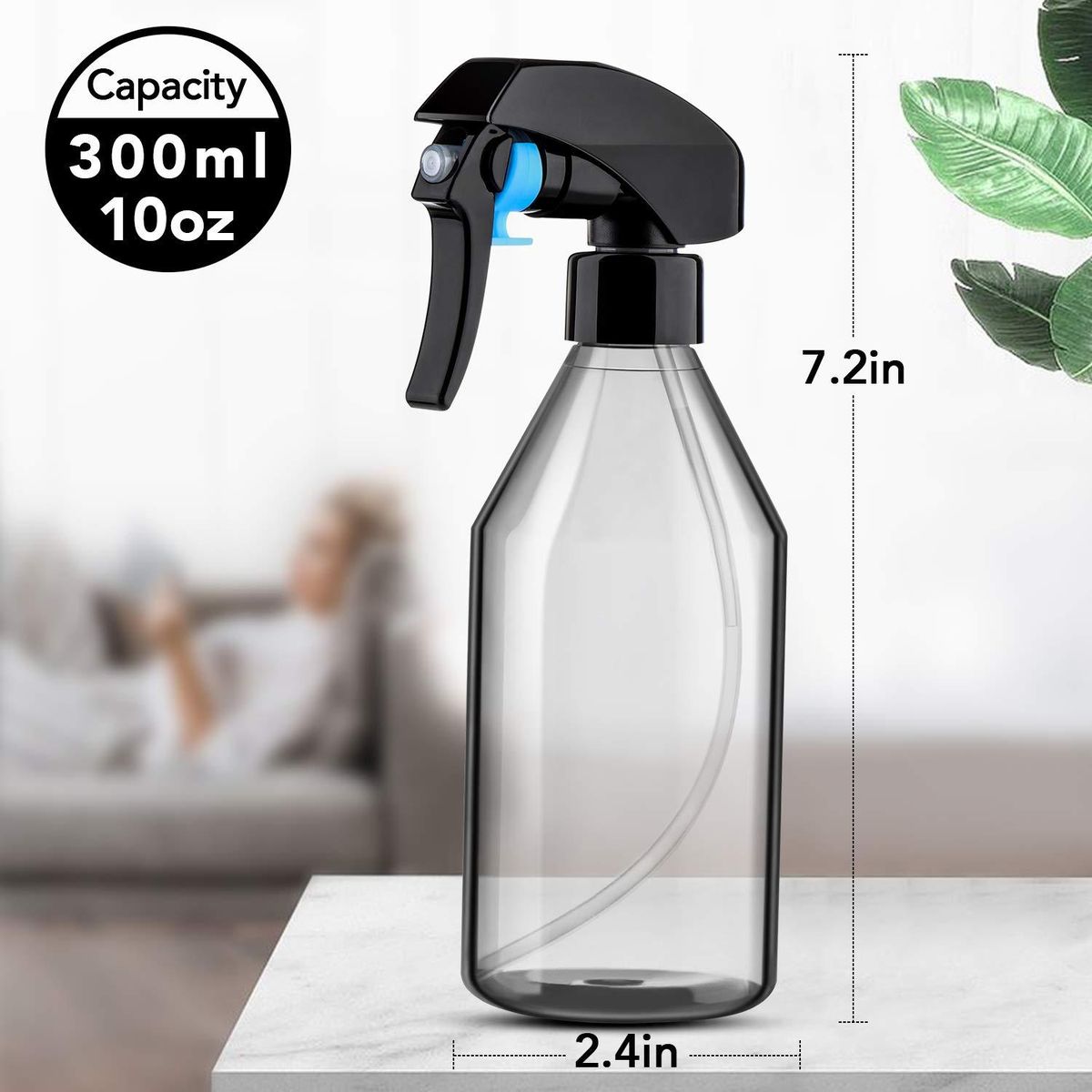 Plastic Spray Bottles for Cleaning Solutions10OZ Reusable Empty Container with Durable Black Trigger Sprayer 3Pack