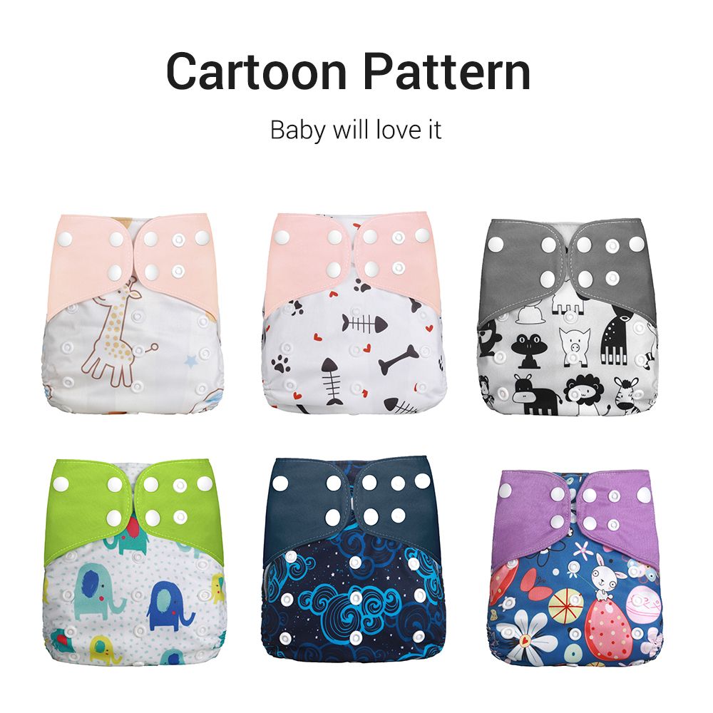 Baby Cloth Diapers Pack Of 6 Adjustable Washable Resuable