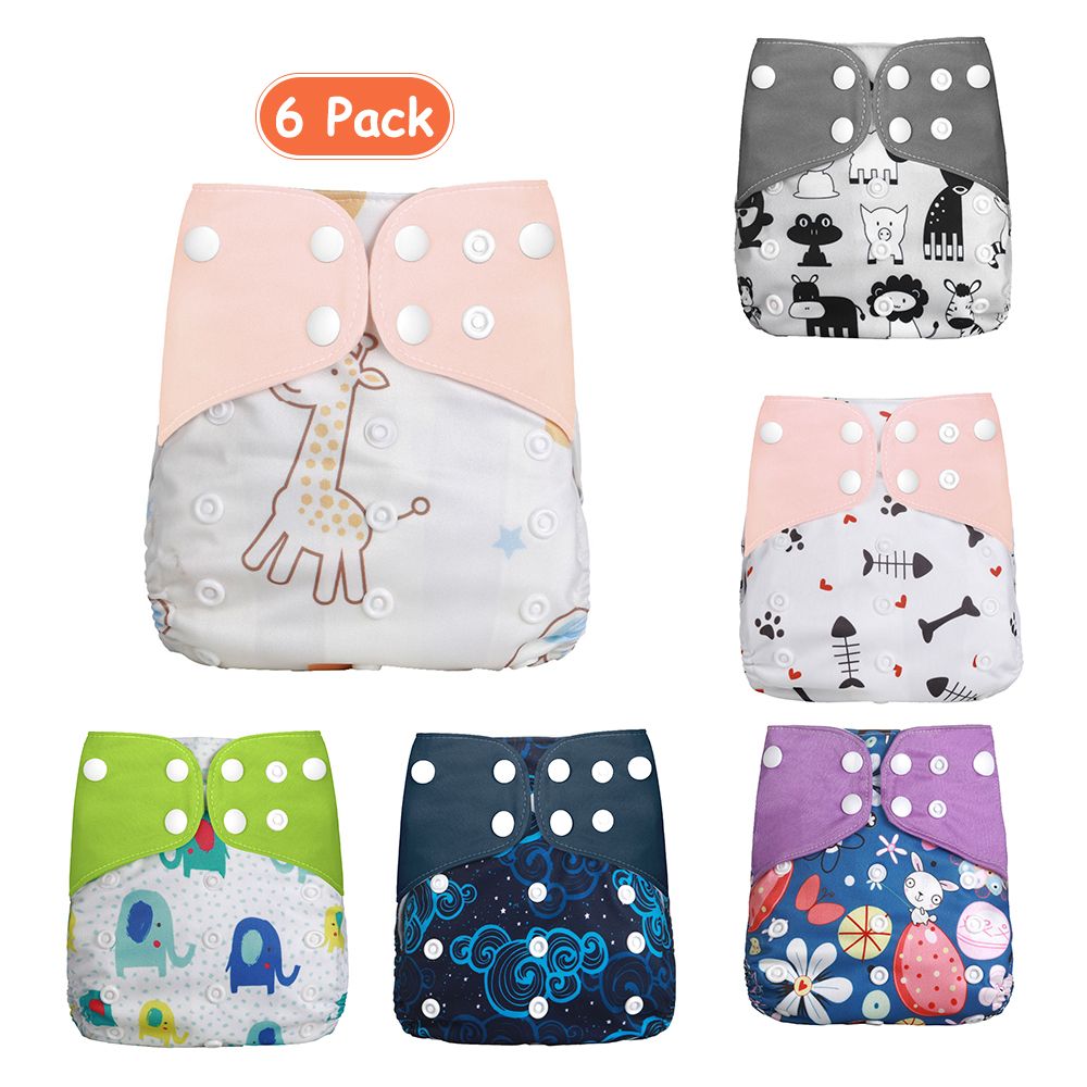 Baby Cloth Diapers Pack Of 6 Adjustable Washable Resuable