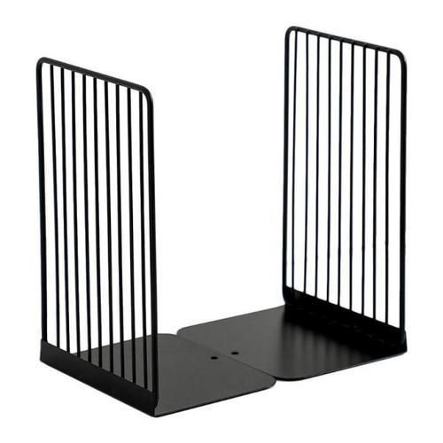 1 Pair Bookends Book Stand Support Simple Iron Desktop Non Slip Rack Shelf Holder Magazine Organizer