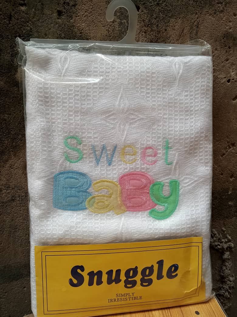 Baby White Shawl With Beautiful Written Words