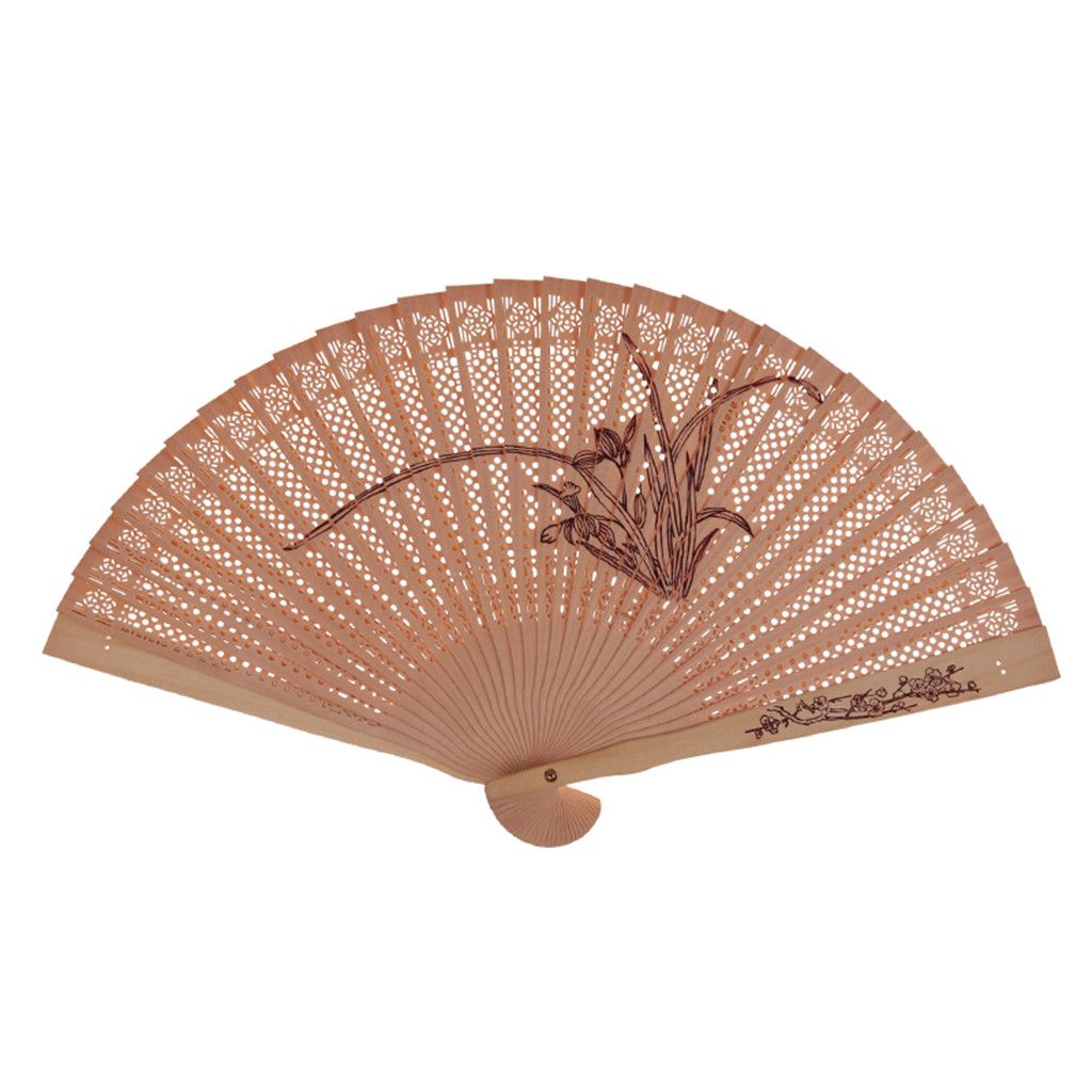 Chinese Fan Dance 1PC Folding Bamboo Retro Hollow Held Home 58x38cm Style Hand Flower Folding Party Fan Wedding Decoration G613