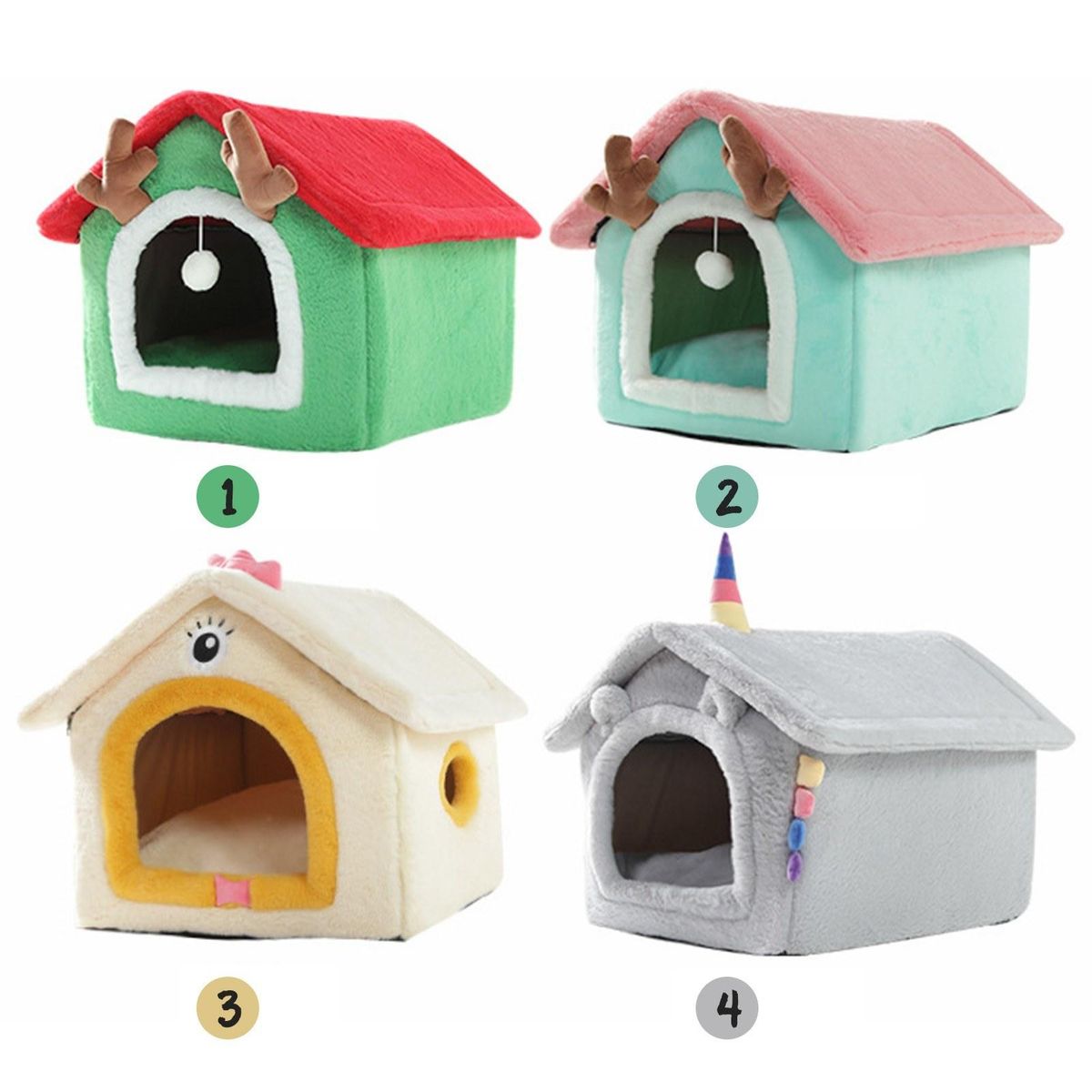 Fodable Indoor Pet House,Cat Bed Removable and washable Sleeping Bed With Plush Cushion Best Supplies, Pet Tent-Soft Bed Warm Cave Nest for Dog & Cat(for small animals within 5kg)