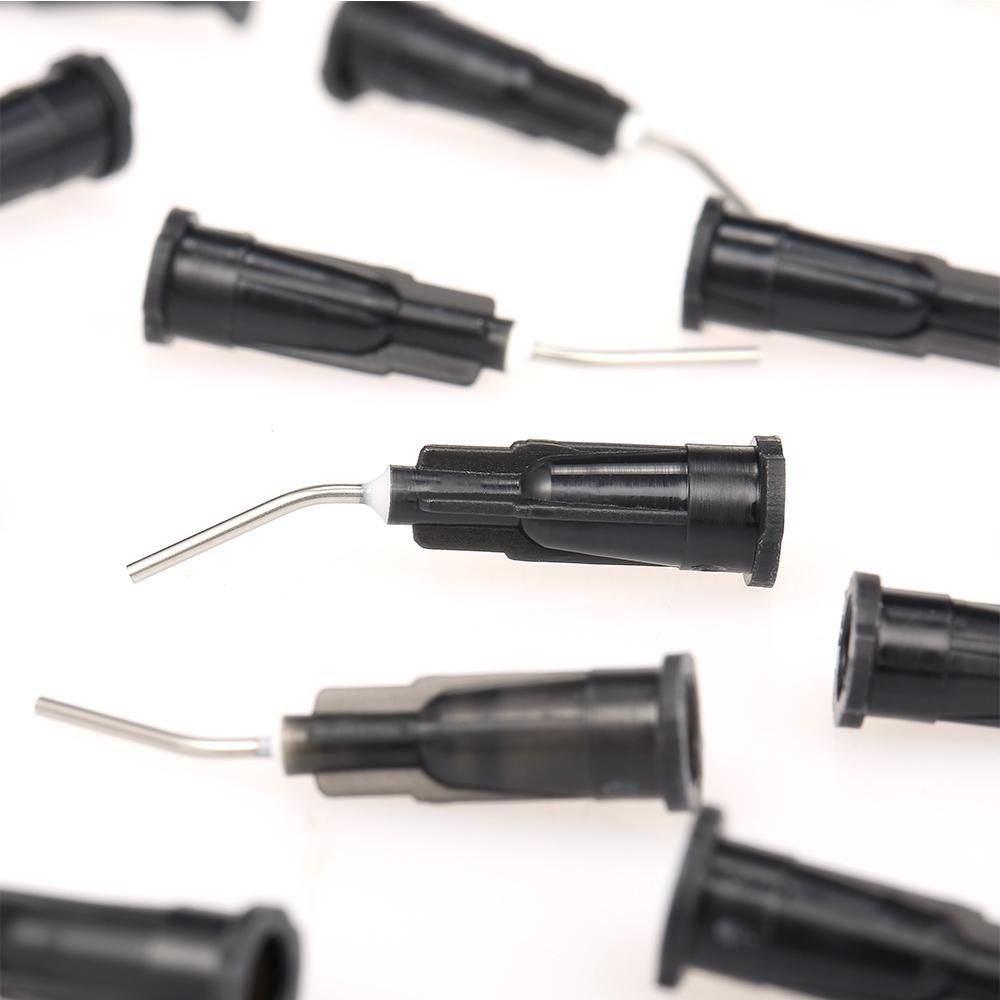100PCS Dental Needle Irrigation Bent Needle Tips Dental Flow Composite Resin Acid Reagent Delievery Syringe Tips Equipment
