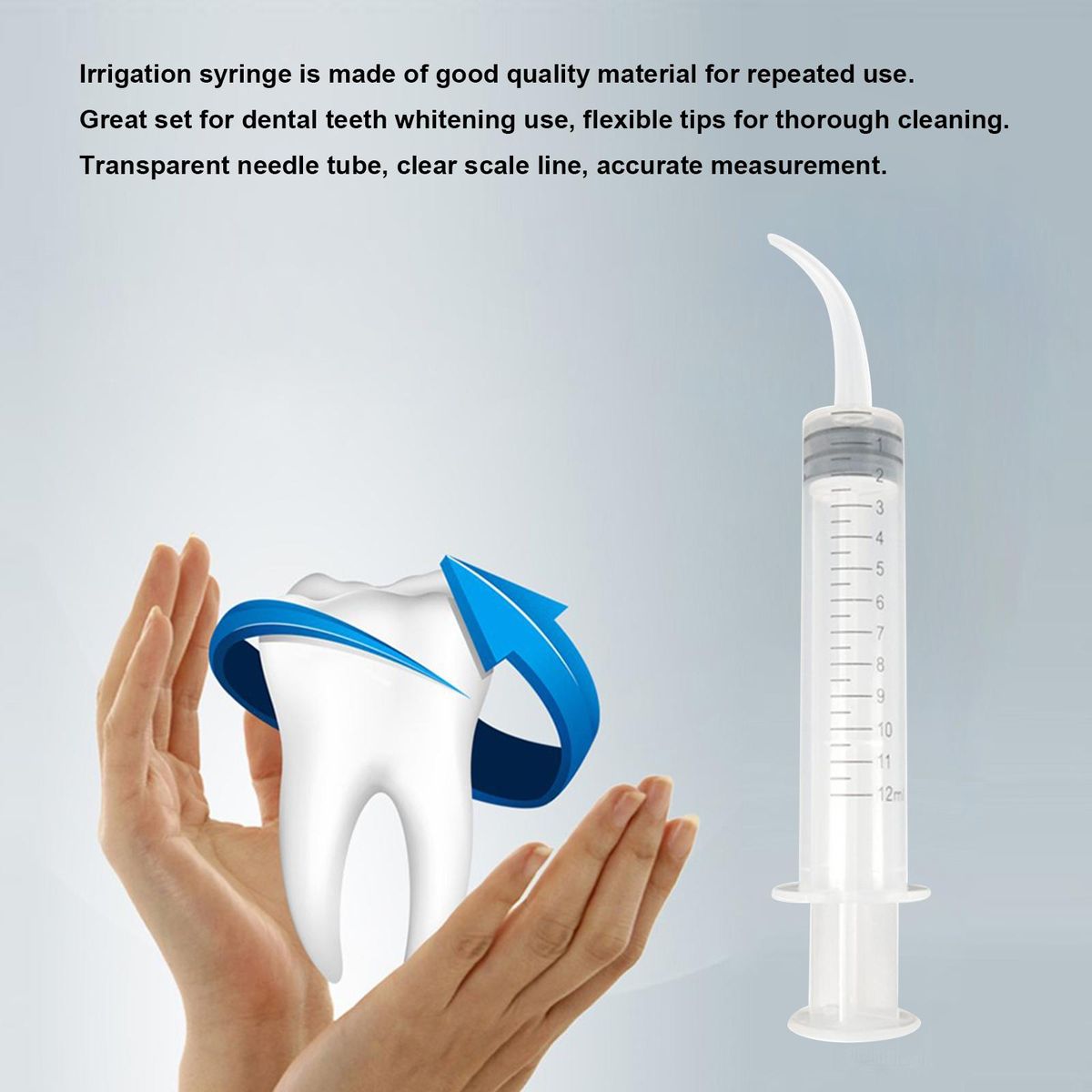 10Pcs 12ML Plastic Dental Irrigation Aspirating Syringe Rinse Teeth Whitening Flexible Composite Resin for Measuring, Watering, Refilling