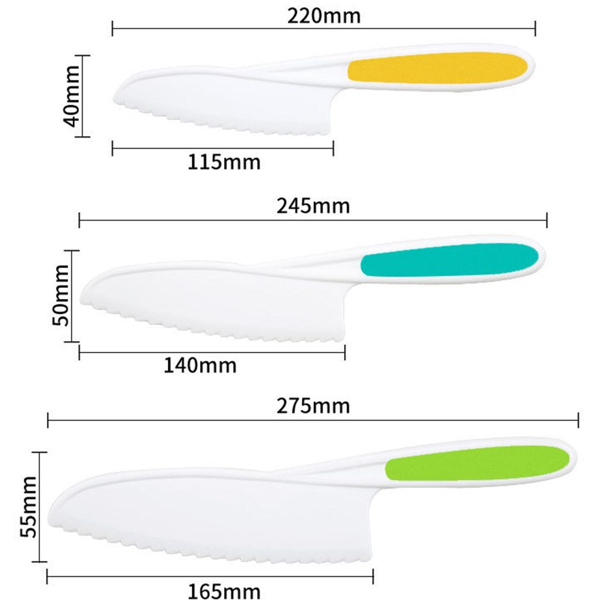 3Pcs Dessert Cutter Anti-slip Comfortable Grip TPR-Blue