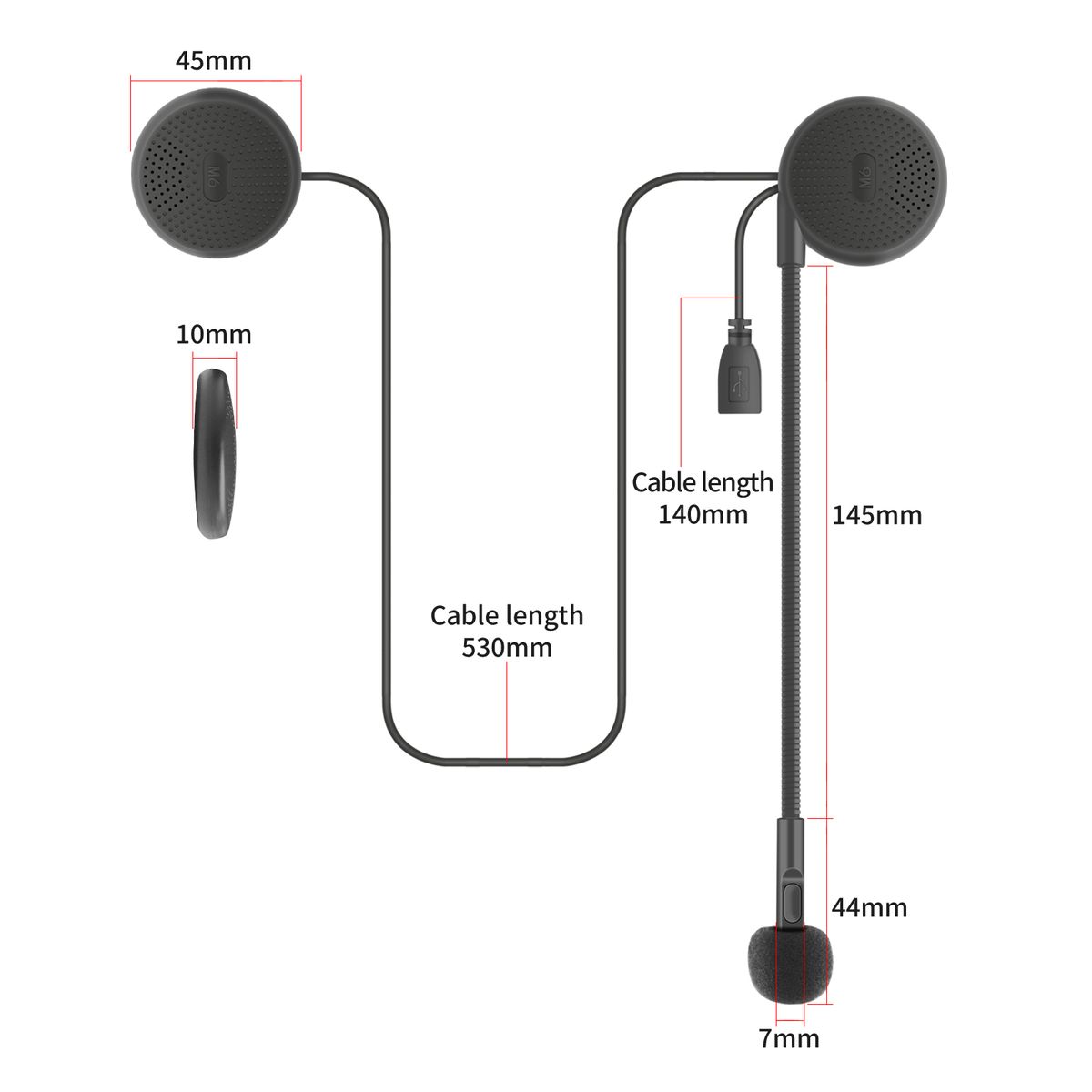 M6 Motorcycle Helmet Headset Motorbike Wireless BT 5.0