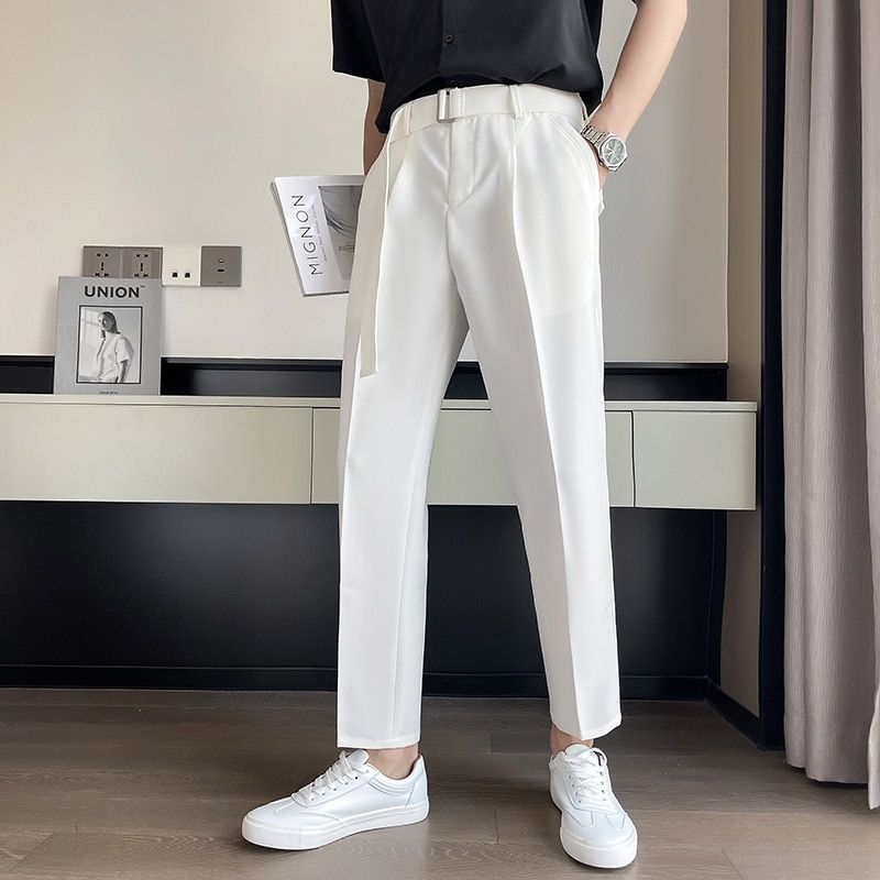 /Grey/Black Suit Pants Men Slim Fashion Social Mens Dress Pants Korean Loose