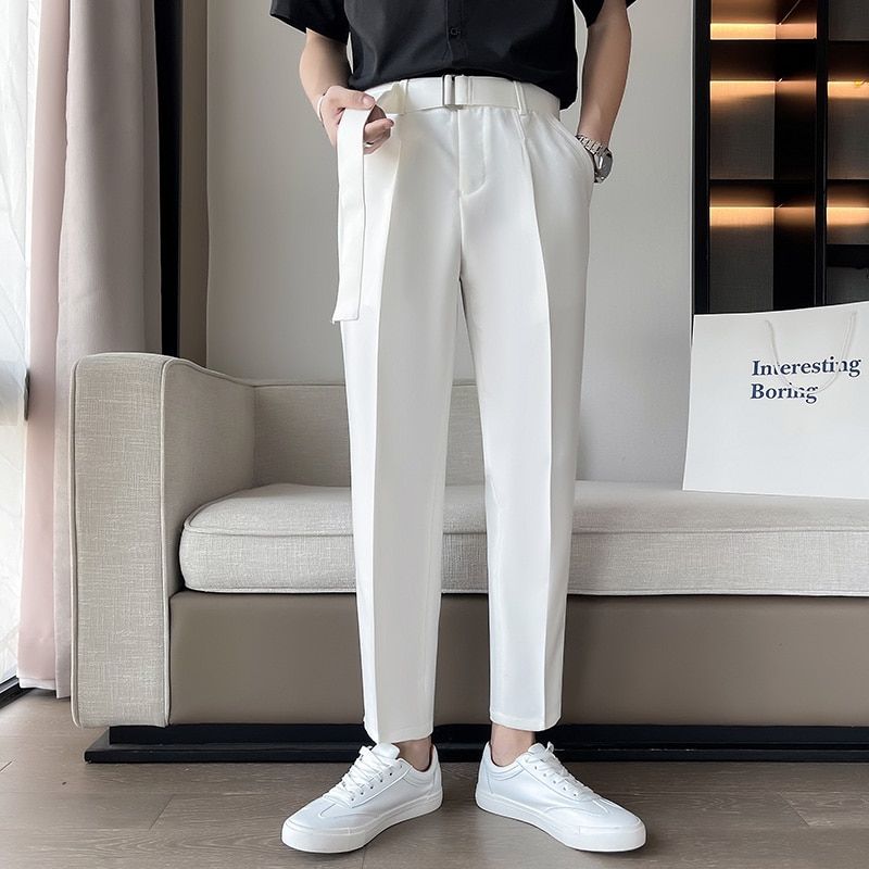 /Grey/Black Suit Pants Men Slim Fashion Social Mens Dress Pants Korean Loose